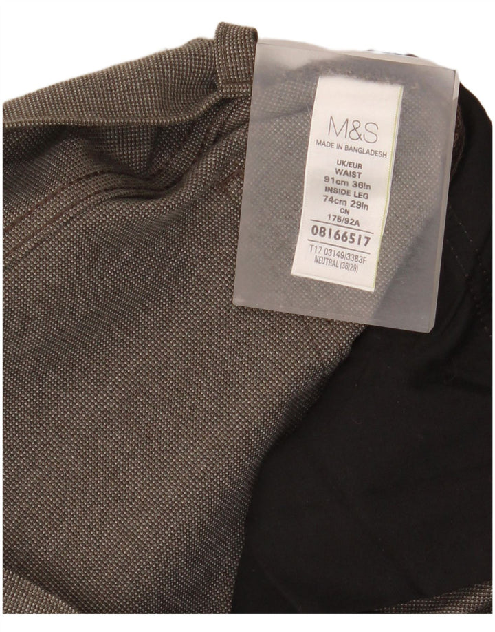 Calça casual masculina Marks & Spencer Slim Fit W36 L29 poliéster marrom