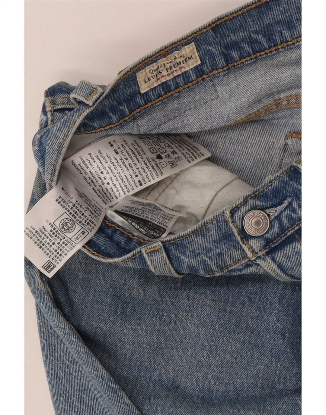 Calça jeans feminina Levi's 501 Straight W28 L28 azul algodão