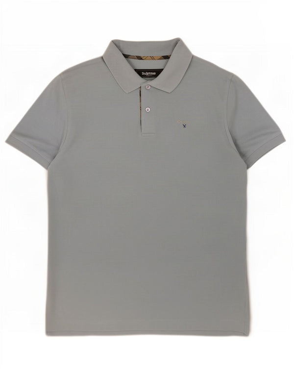 Camisa polo masculina Barbour grande algodão azul