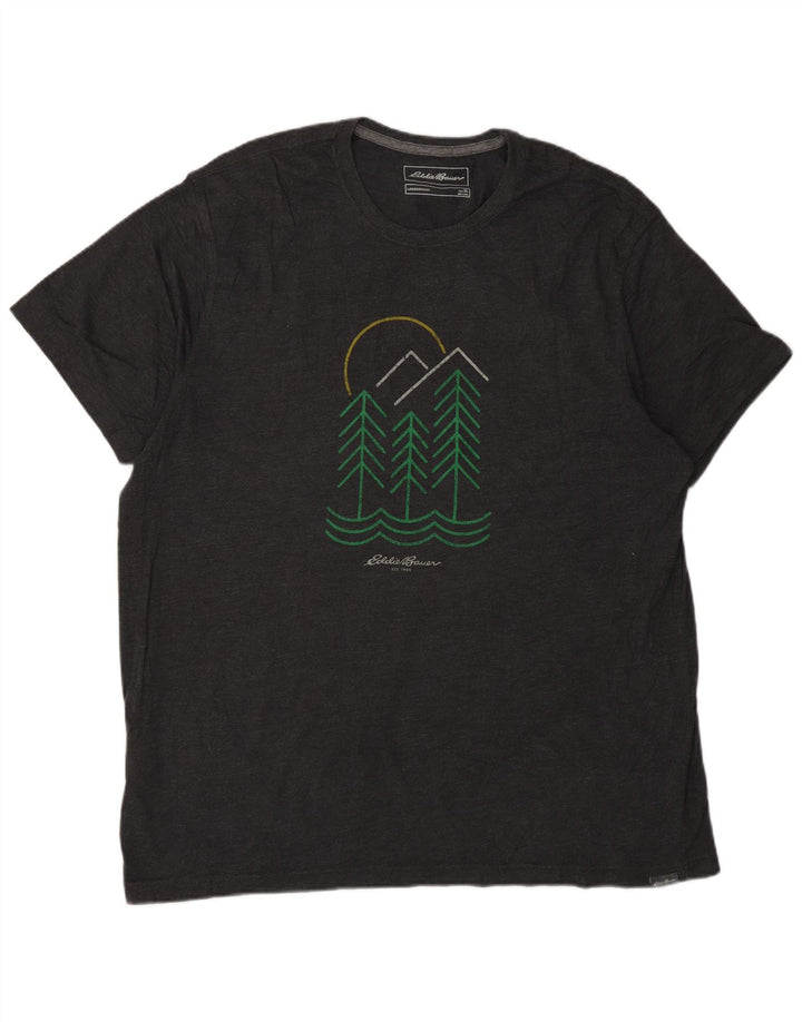 Camiseta gráfica masculina Eddie Bauer Top XL algodão cinza