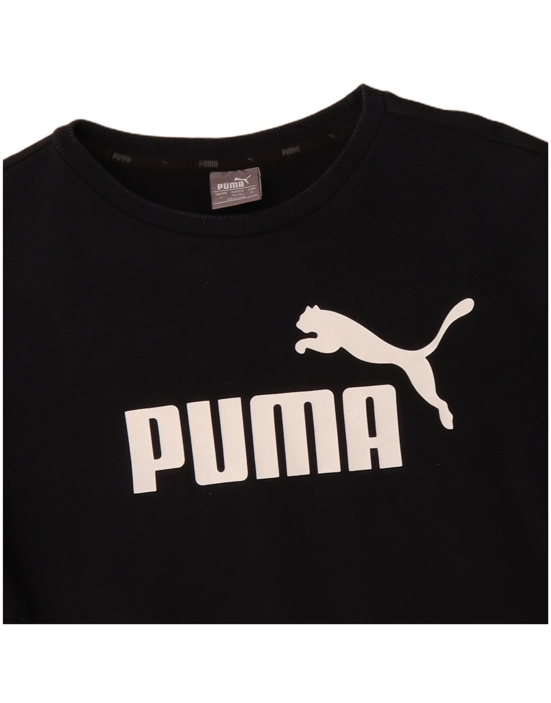 Puma Mens Graphic Moletom Jumper Grande Algodão Preto