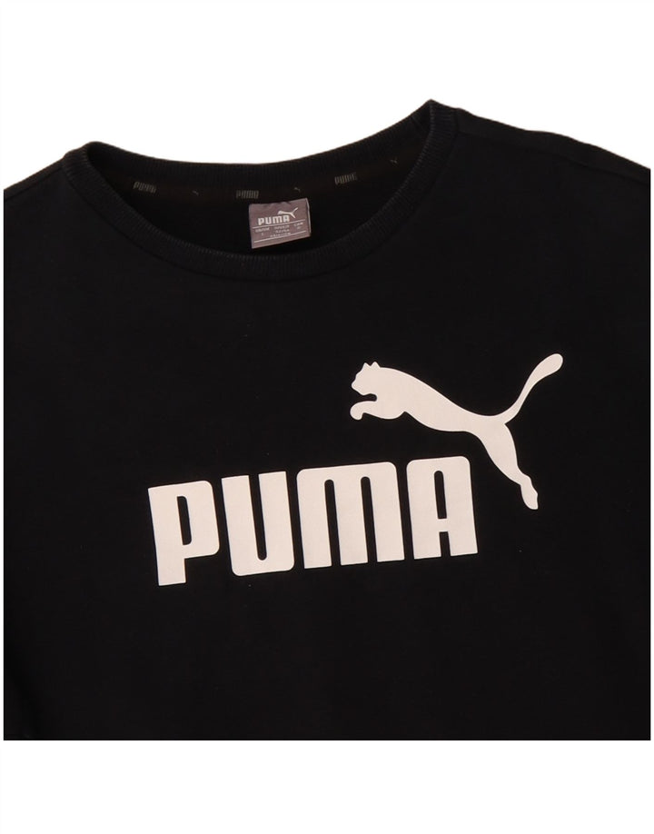 Puma Mens Graphic Moletom Jumper Grande Algodão Preto