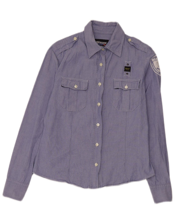 Camisa militar gráfica feminina Blauer Reino Unido 16 grande azul