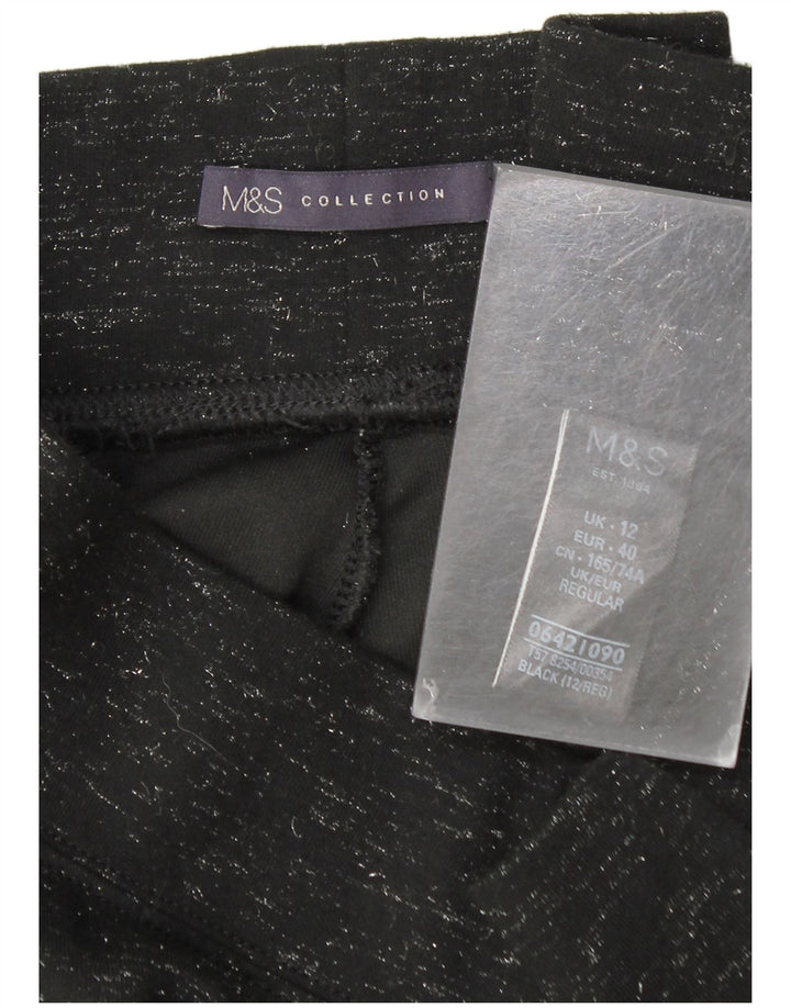Leggings femininos Marks & Spencer Reino Unido 12 médio W28 L27 preto manchado