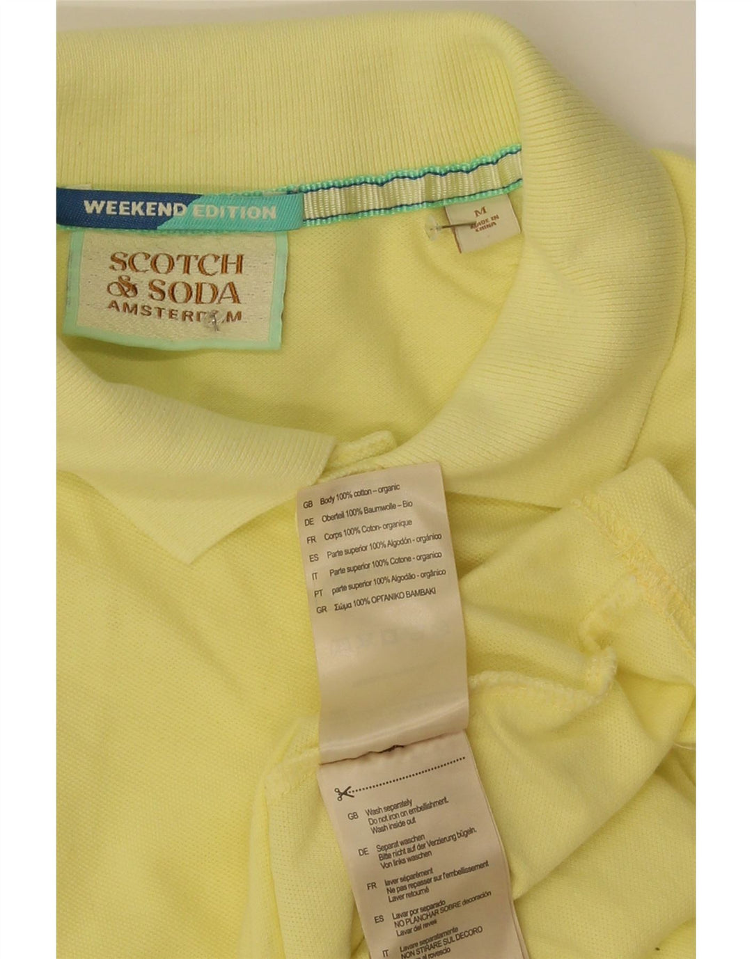 Camisa polo masculina Scotch & Soda de algodão amarelo médio