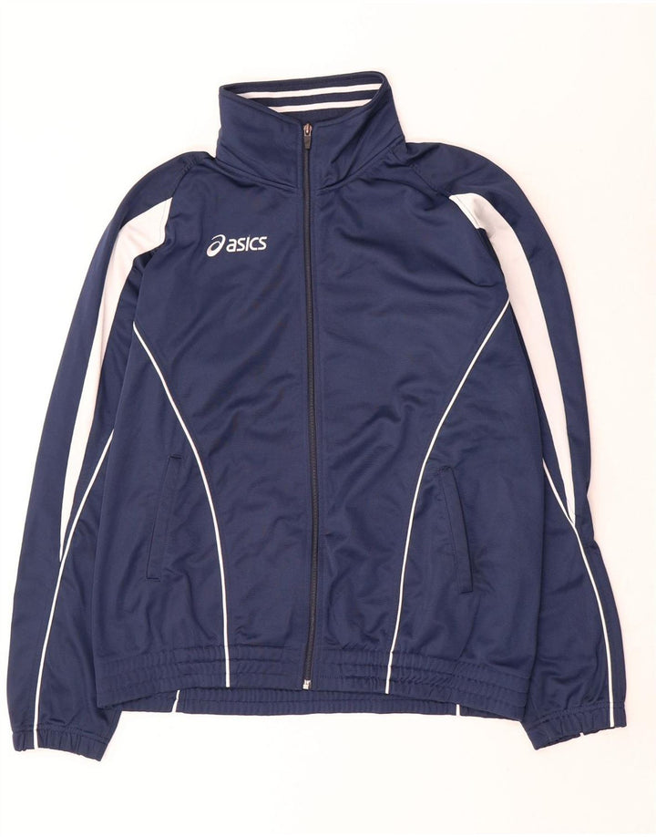 Asics Mens Tracksuit Top Jacket Grande Azul Marinho Colourblock Poliéster