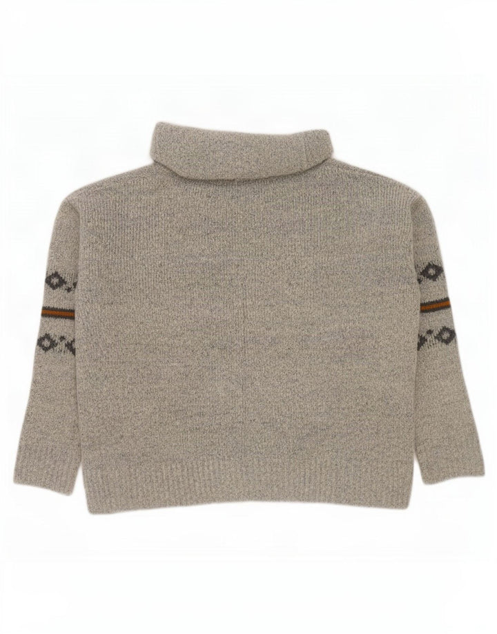 Suéter feminino Weird Fish com gola redonda Reino Unido 14 grande cinza Fair Isle