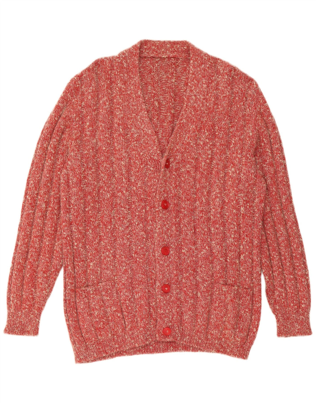 Suéter cardigã masculino vintage grande manchado vermelho