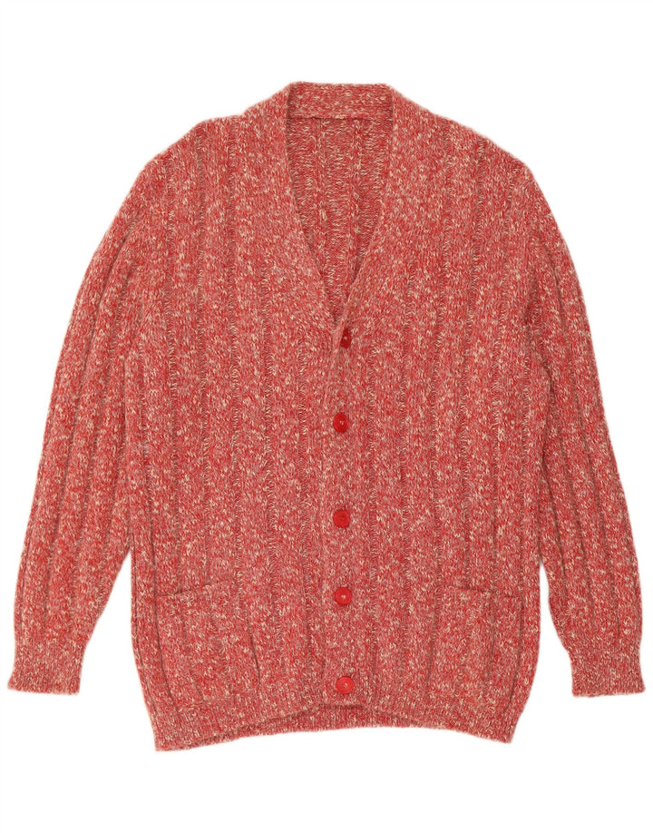 Suéter cardigã masculino vintage grande manchado vermelho