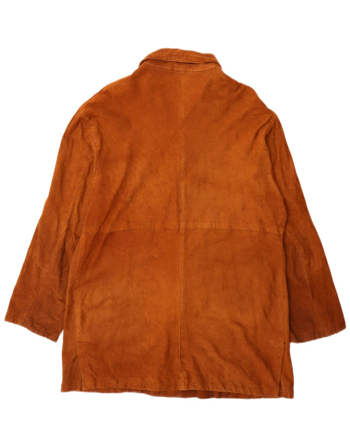 Sobretudo de camurça vintage feminino UK 12 marrom médio