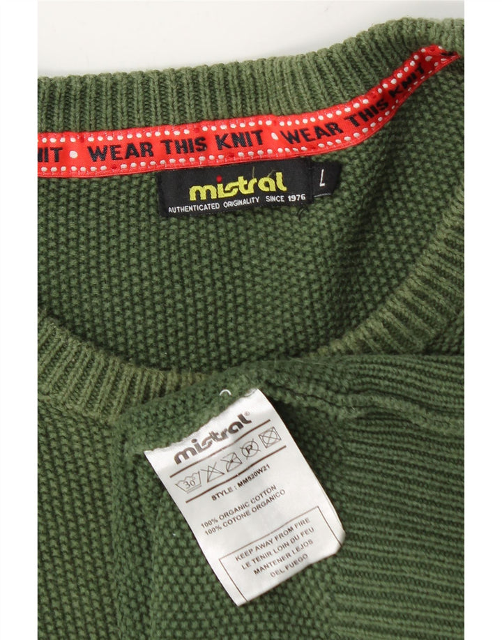 Suéter masculino MISTRAL com gola redonda, grande algodão verde