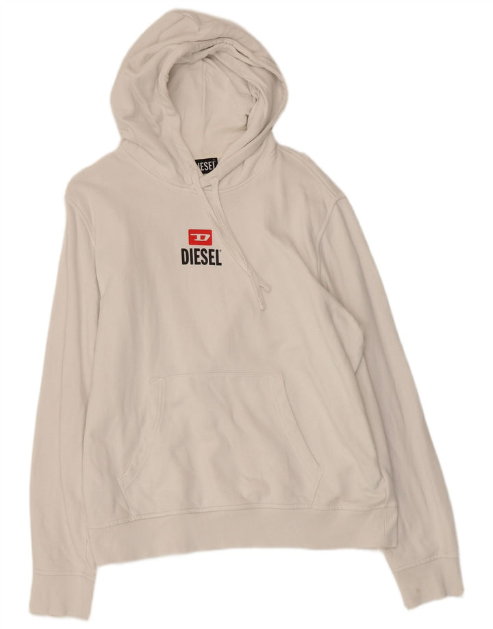 DIESEL Mens Graphic Hoodie Jumper XL Algodão Branco