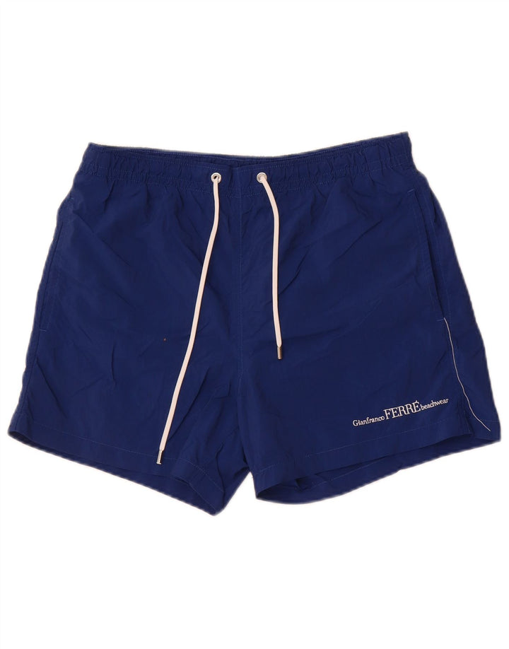 Shorts de natação masculino Gianfranco Ferre IT 48 poliéster azul médio