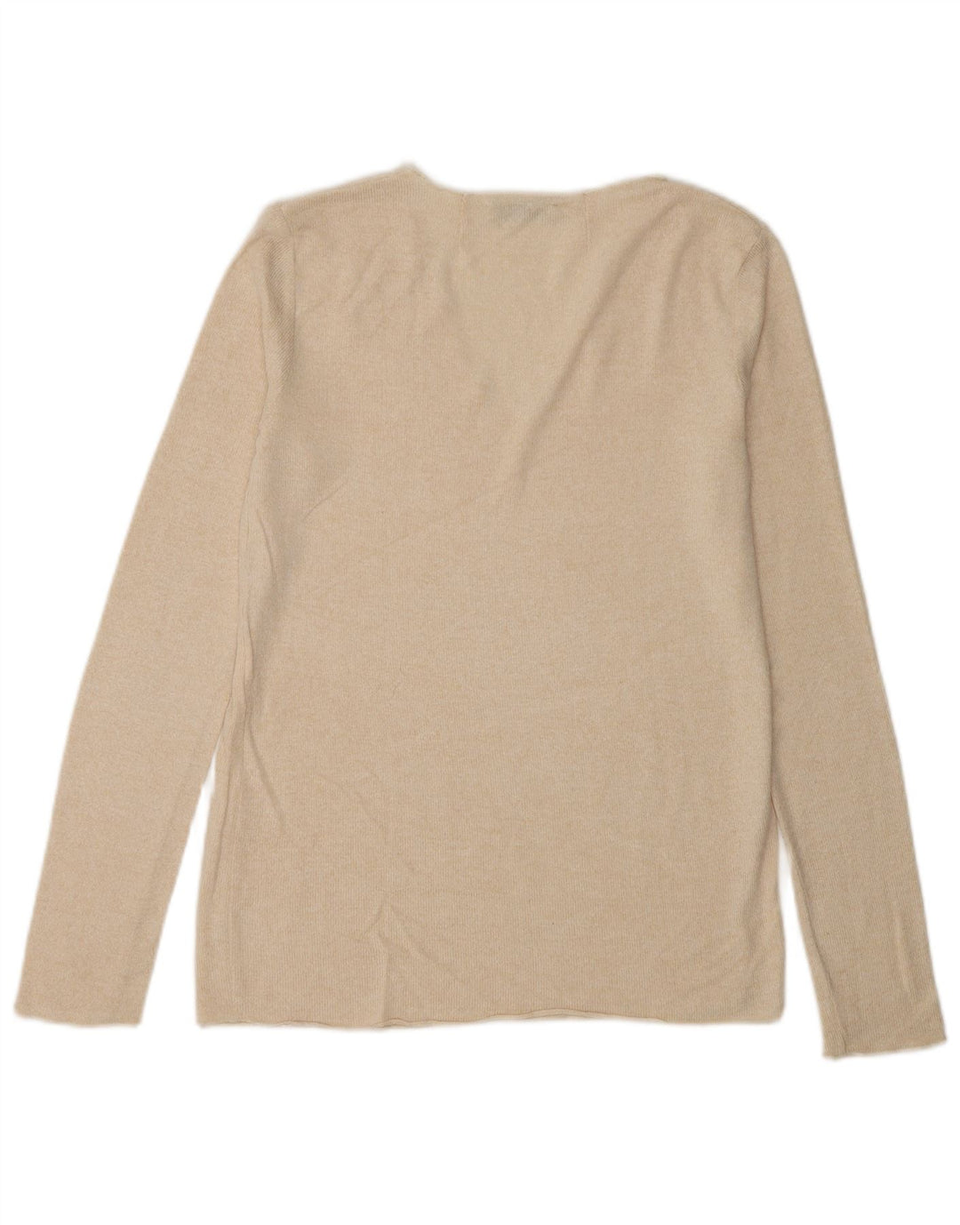 Top feminino Zara manga comprida UK 10 pequeno bege