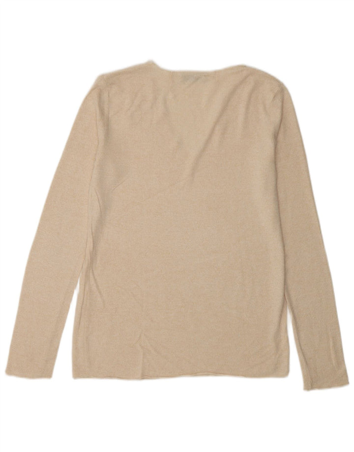 Top feminino Zara manga comprida UK 10 pequeno bege