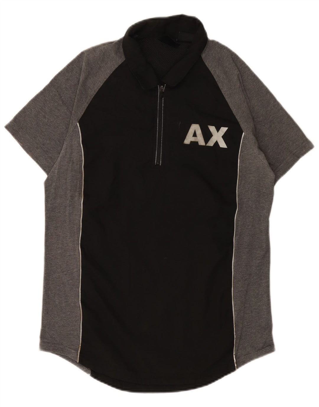 Polo gráfico masculino Armani Exchange pequeno bloco colorido preto