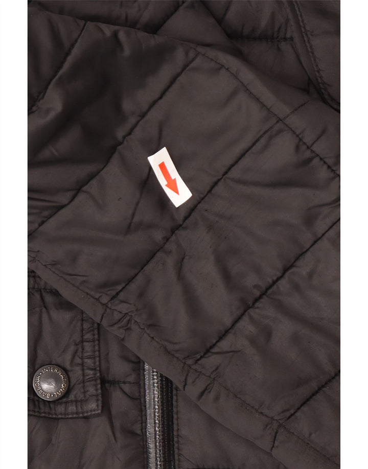 Jaqueta masculina acolchoada com capuz Barbour UK 40 poliéster preto grande