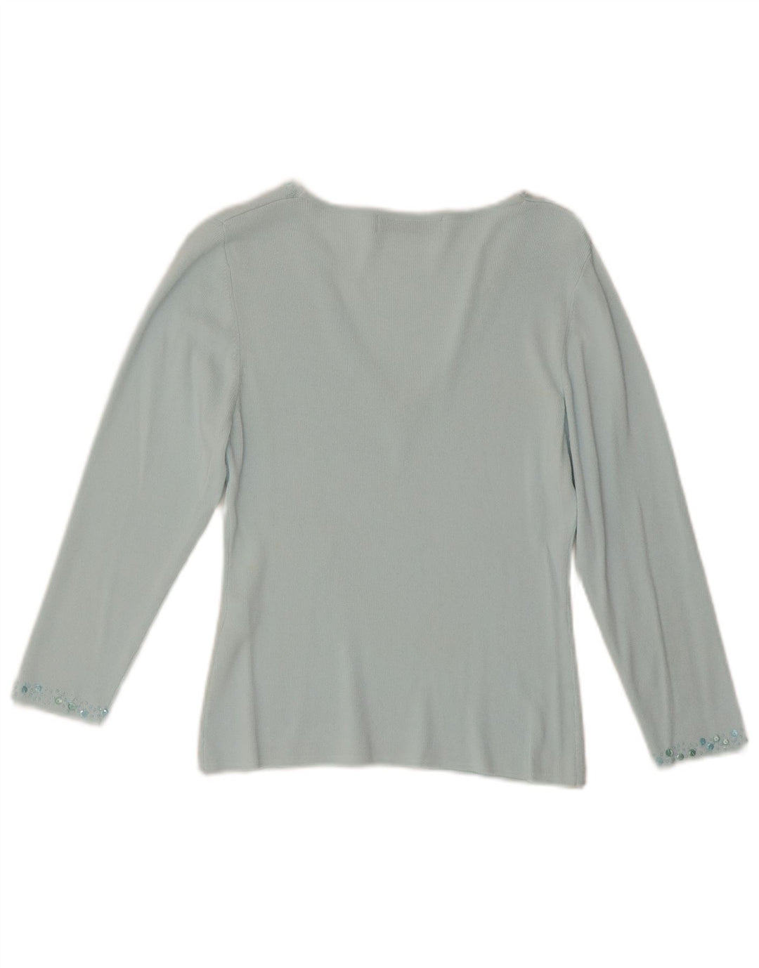 Zara Top feminino manga 3/4 grande rayon turquesa