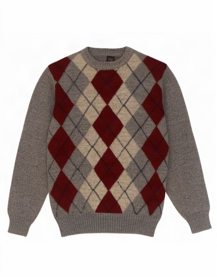 Suéter masculino Rodes com gola redonda IT 48 cinza médio argyle/diamante