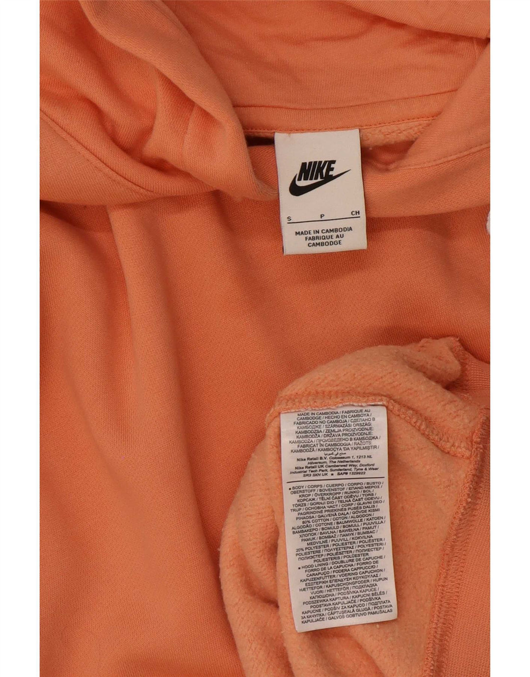 Nike Mens Hoodie Jumper Pequeno Algodão Laranja