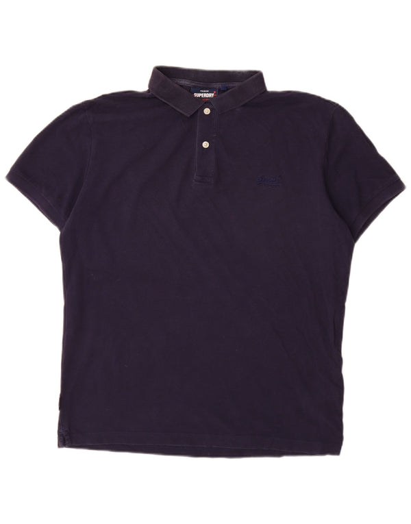 Camisa polo masculina SUPERDRY grande algodão azul marinho
