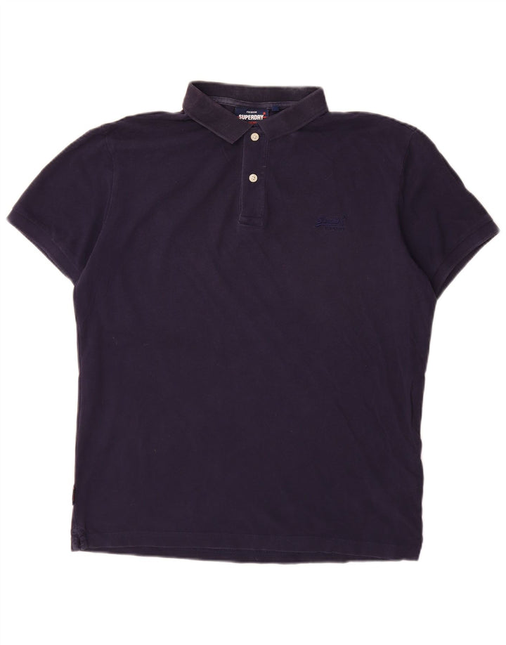 Camisa polo masculina SUPERDRY grande algodão azul marinho