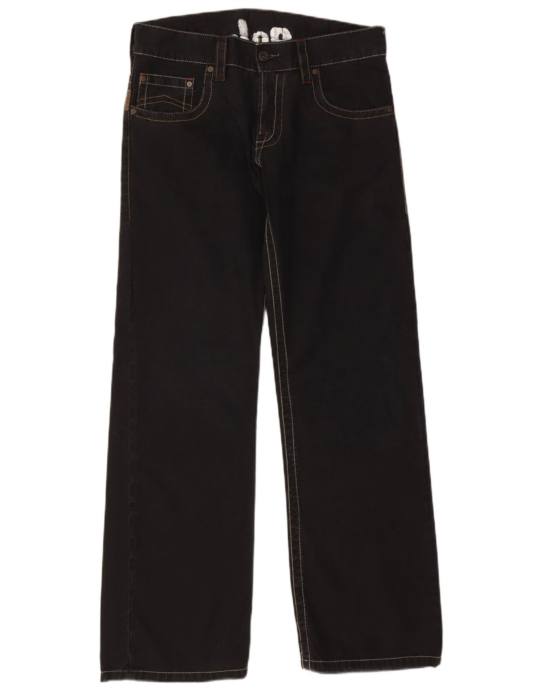 ARMANI Calça jeans feminina solta W33 L33 algodão preto