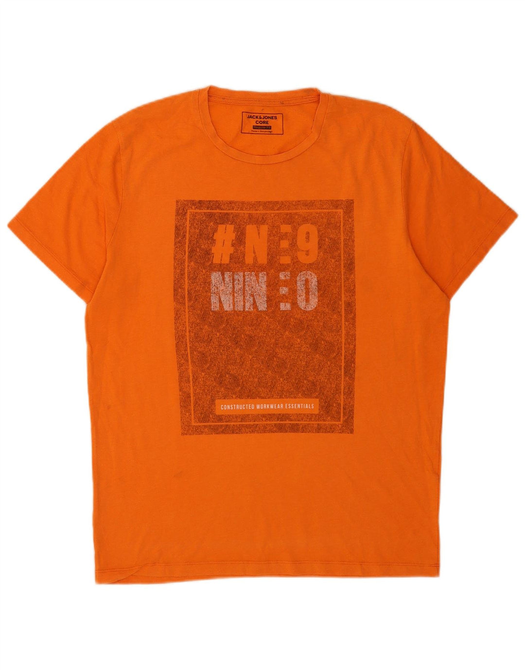 Camiseta masculina Jack & Jones Regular Fit gráfica grande laranja