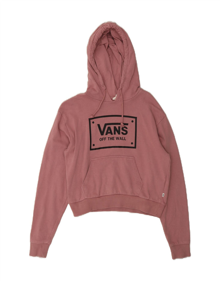 VANS Womens Oversized Crop Graphic Hoodie Jumper UK 6 XS Pink Cotton Vintage Vans and Second-Hand Vans from Messina Hembry 
