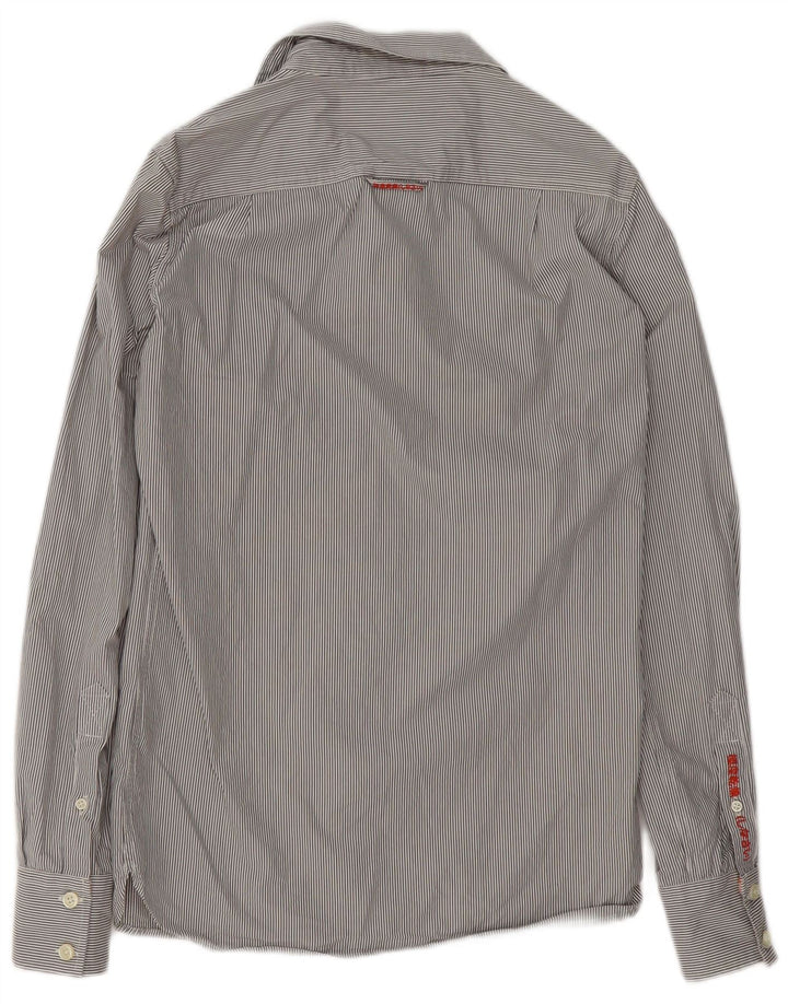 Camisa masculina Superdry pequena listrada cinza algodão
