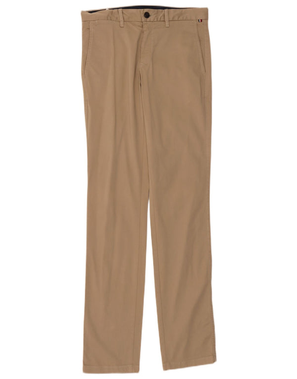 Tommy Hilfiger Mens Slim Chino Calças W30 L34 Algodão Bege
