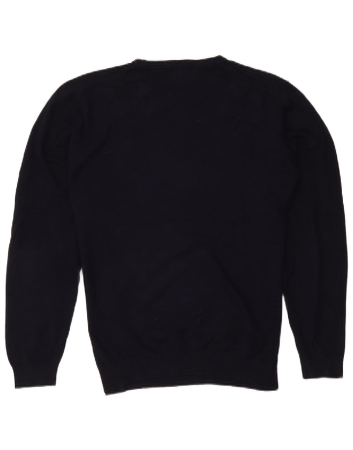 Zara Suéter masculino com gola redonda grande azul marinho
