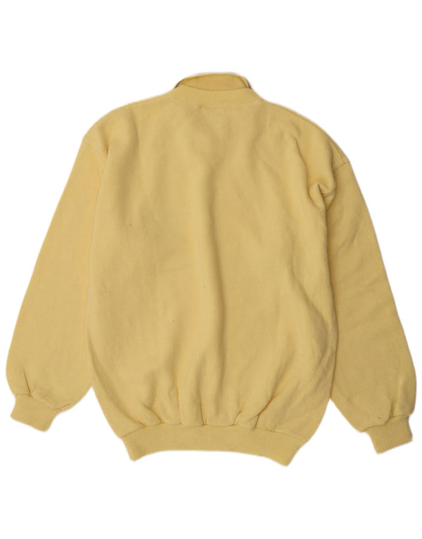 Moletom masculino vintage com gola polo Jumper grande algodão amarelo