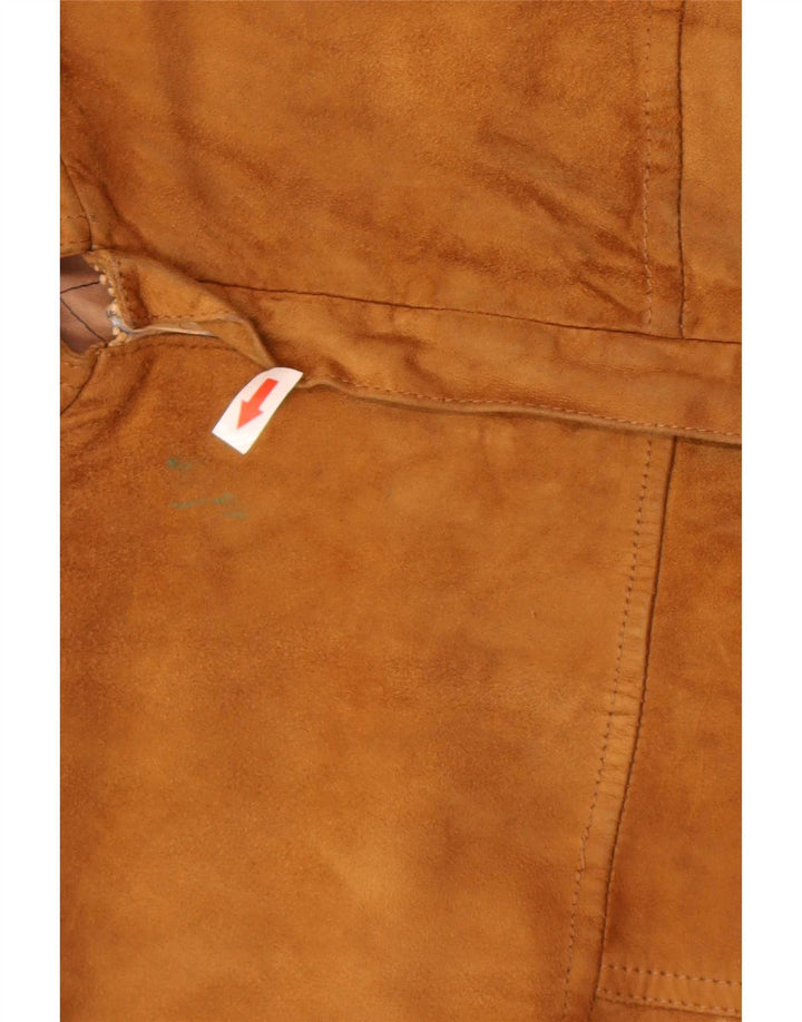 Jaqueta bomber masculina vintage de camurça IT 50 couro bege grande