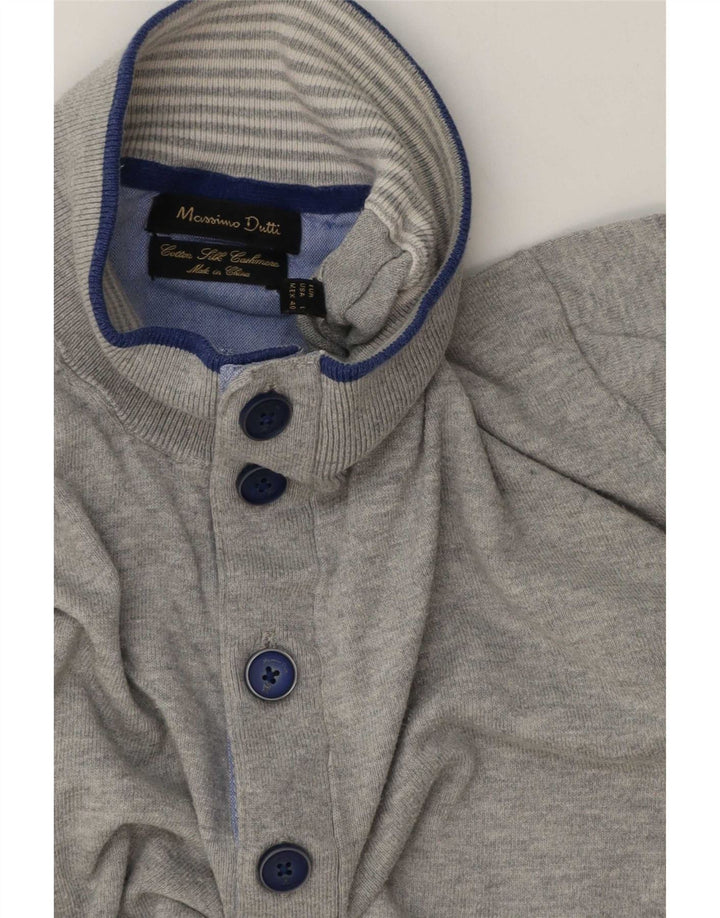 Suéter masculino Massimo Dutti com gola redonda e algodão manchado cinza grande