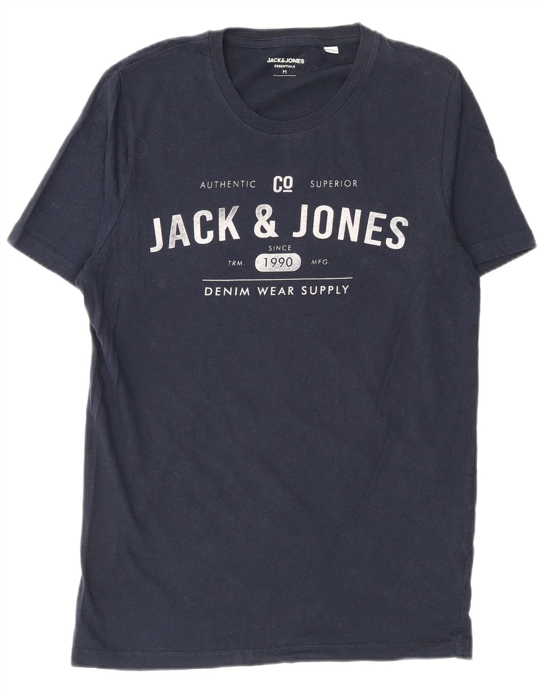Camiseta gráfica masculina Jack & Jones Top médio algodão azul marinho