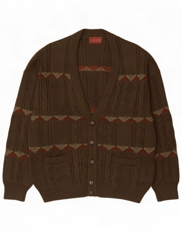 Il Granchio Mens Cardigan Sweater XL Khaki Geométrico