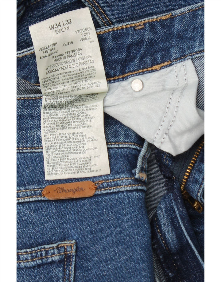 WRANGLER Calça jeans feminina Evalyn reta W34 L27 algodão azul marinho
