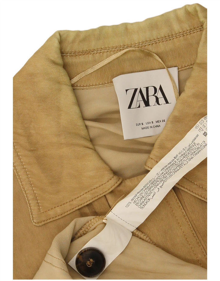 Jaqueta utilitária feminina Zara UK 10 pequena viscose bege
