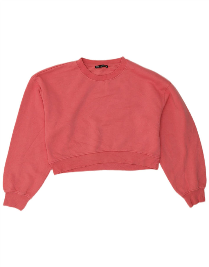 Zara Womens Crop Oversized Moletom Jumper Reino Unido 10 Pequeno Rosa