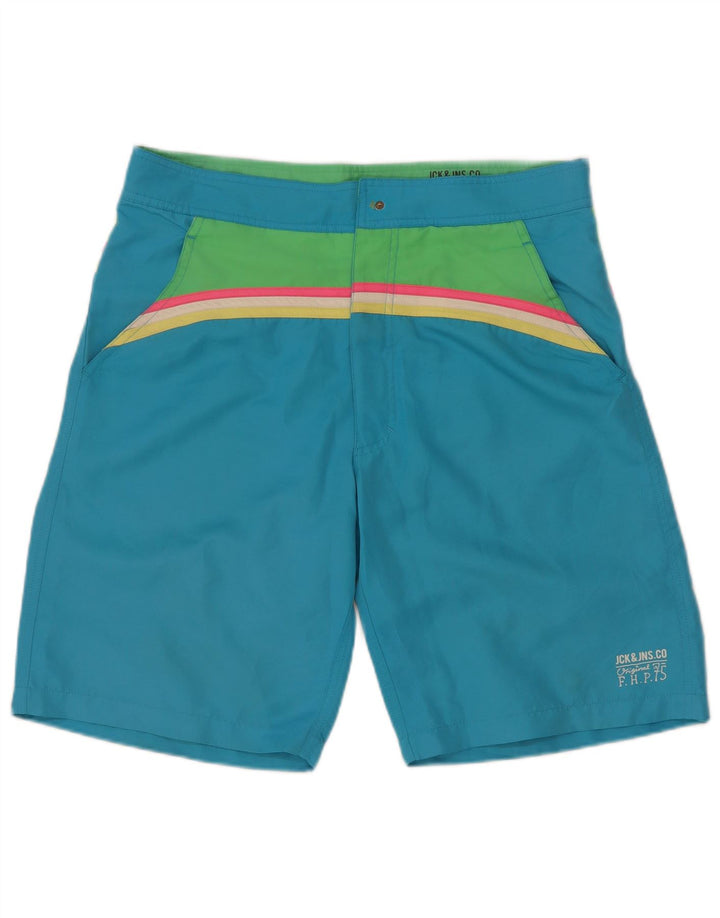 Shorts de natação masculino Jack & Jones médio azul colorblock poliéster