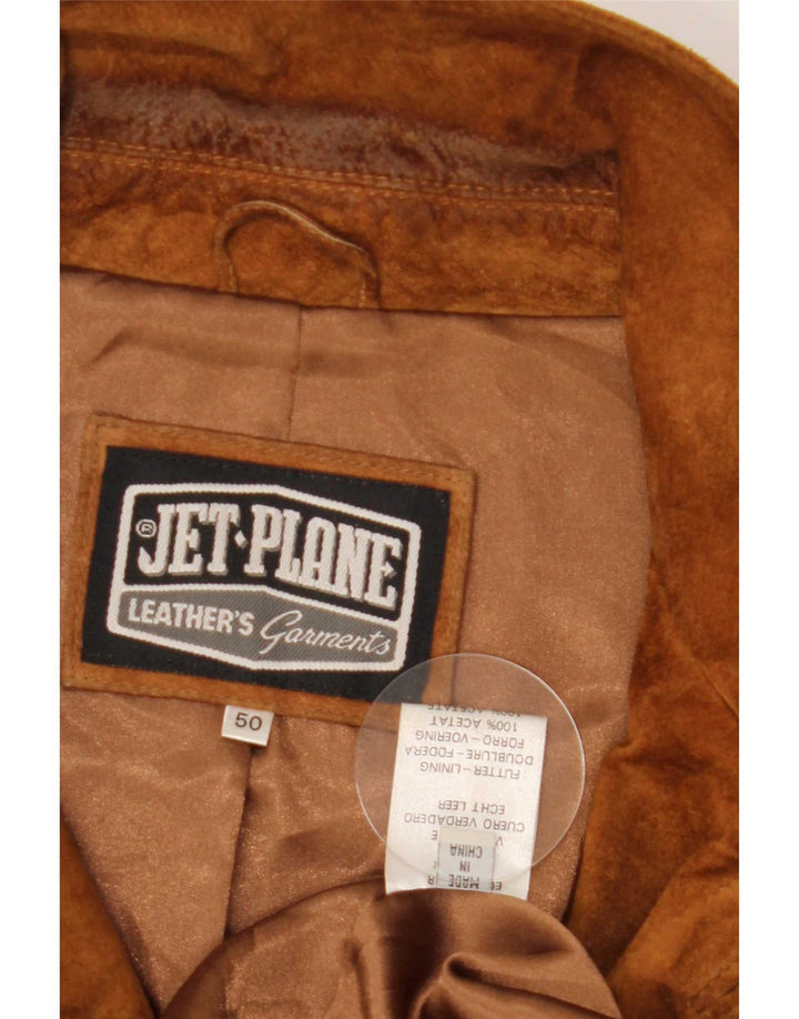 Jaqueta masculina de camurça Jet Plane IT 50 couro bege grande
