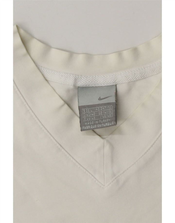 Top feminino Nike manga 3/4 UK 14/16 grande branco