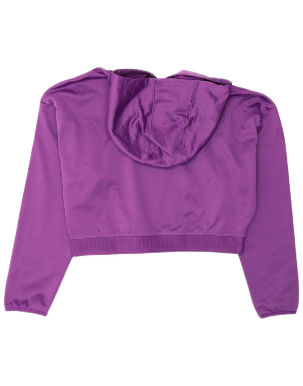 Puma Womens Crop Hoodie Jumper UK 14 Grande Roxo Poliéster