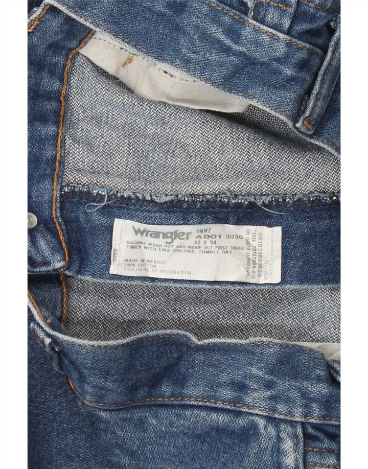 Wrangler Mens Straight Jeans W32 L34 Azul Algodão