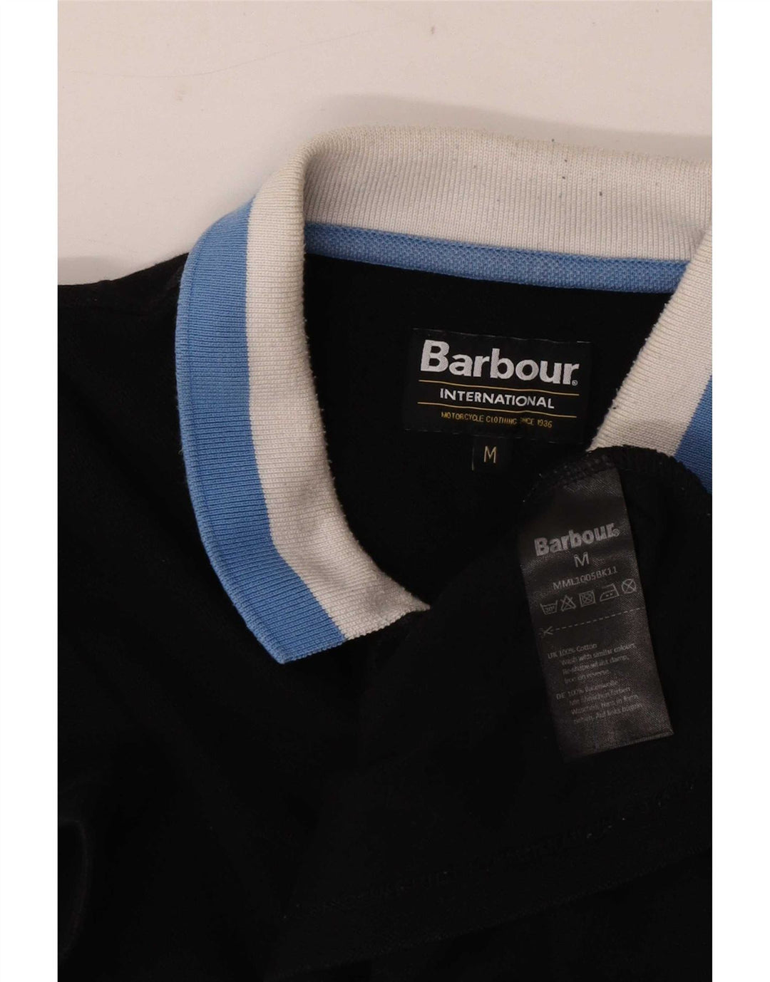 Camisa polo masculina de rugby Barbour de algodão preto médio