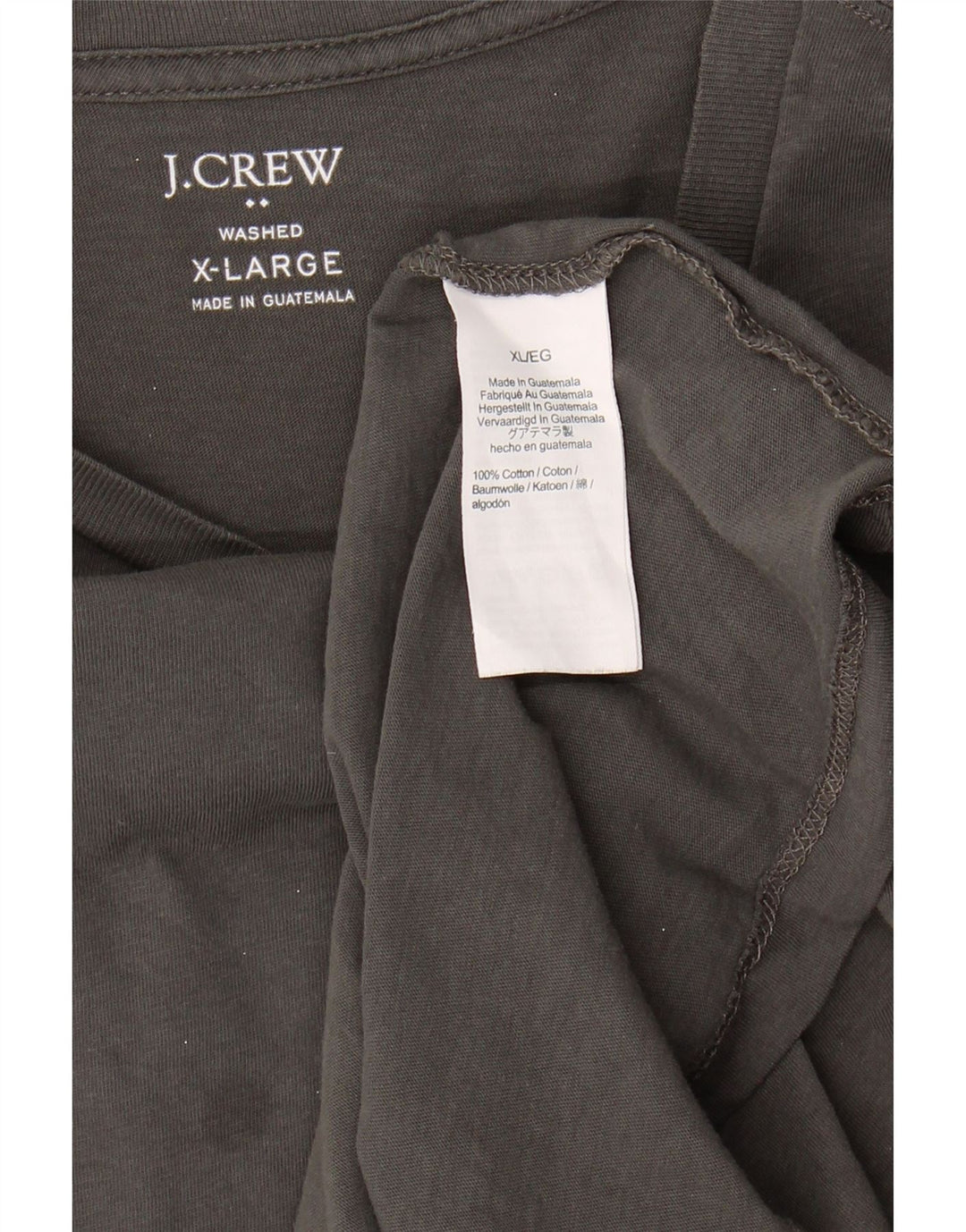 Camiseta masculina J. CREW Top XL algodão cinza