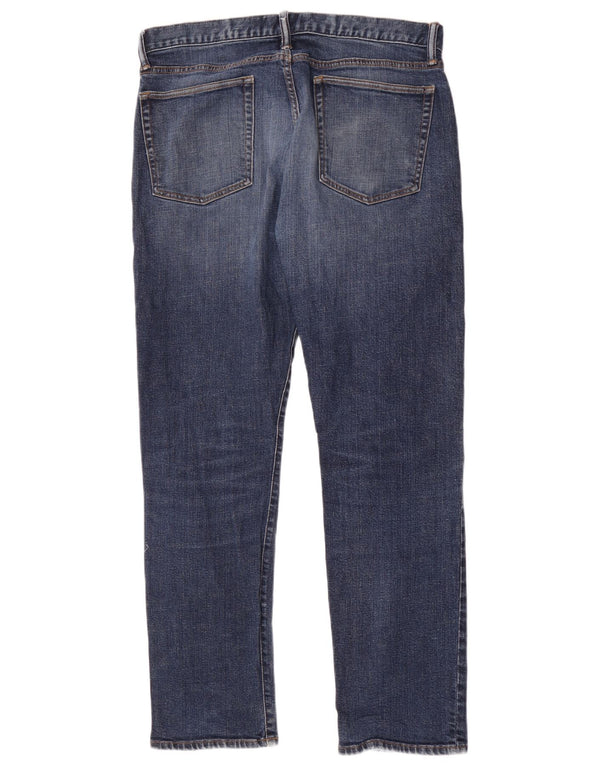 Gap Masculino Distressed Slim Jeans W34 L32 Azul Algodão