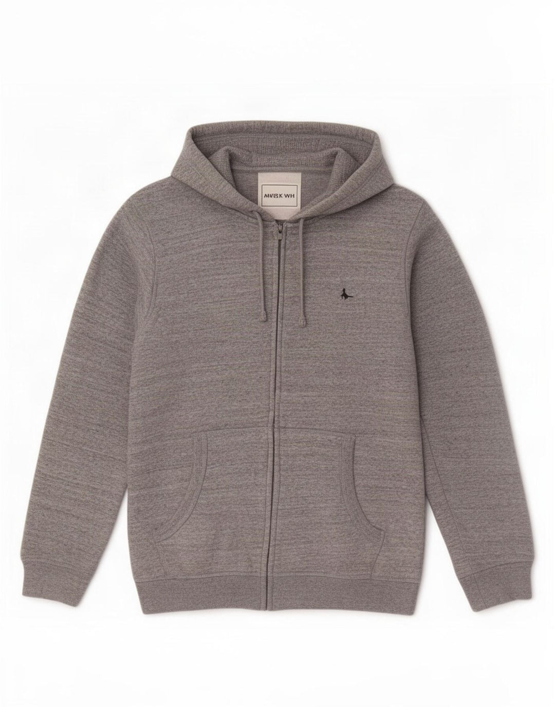 Jack Wills Suéter masculino com capuz e zíper cinza médio algodão manchado