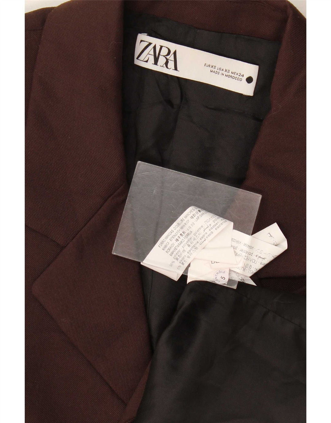 Zara Jaqueta Blazer Masculina com 2 Botões Reino Unido 34 XS Marrom Poliéster